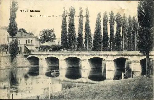 Ak Melun Seine et Marne, Pont de l'ancien Chatelet