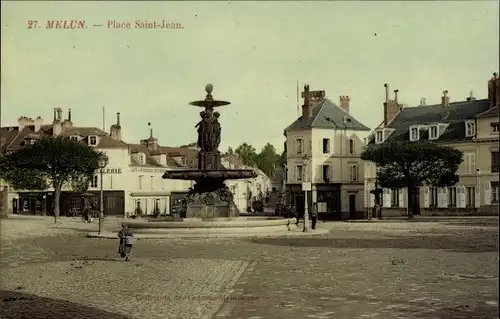 Ak Melun Seine et Marne, Place Saint Jean