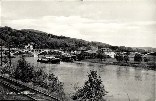 Ak Vlotho an der Weser, Weserbrücke