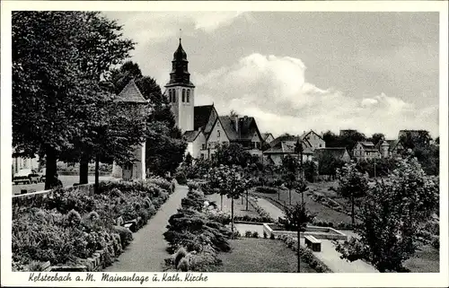 Ak Kelsterbach am Main, Mainanlagen, Kath. Kirche