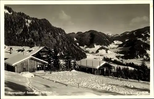 Ak Tiefenbach Oberstdorf im Oberallgäu, Alpengasthof Sesselalp, Winter