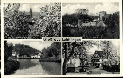 Ak Leichlingen im Rheinland, Balken, Haus Vorst, Kath. Kirche, Am Hasensprung