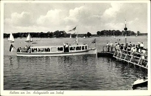 Ak Haltern am See Westfalen, Anlegestelle am Seehof, Kurhotel