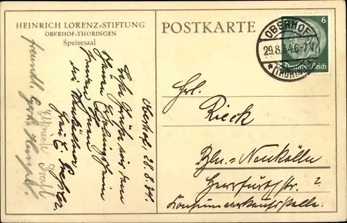 Ak Oberhof im Thüringer Wald, Speisesaal, Heinrich Lorenz Stiftung