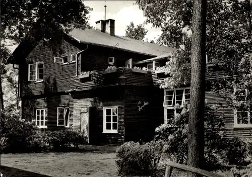 Ak Ahlhorn Großenkneten Niedersachsen, Haupthaus des evangelischen Jugendheims, Blockhaus