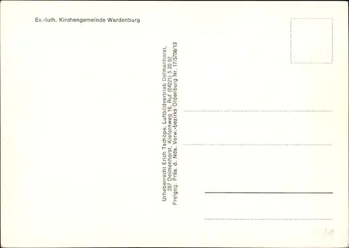 Ak Wardenburg in Oldenburg, Evangelisch lutherische Kirchgemeinde, Fliegeraufnahme