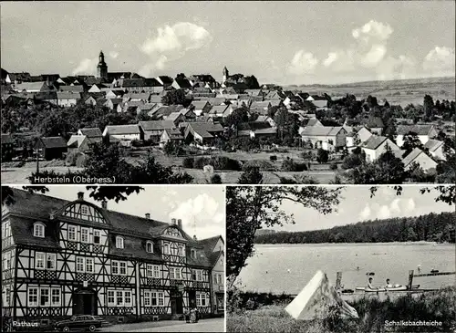 Ak Herbstein Hessen, Gesamtansicht, Rathaus, Schalksbachteiche