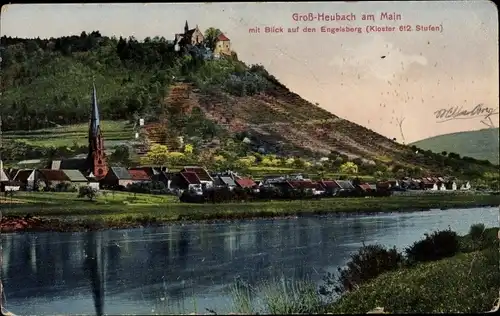 Ak Großheubach am Main Unterfranken, Blick auf den Ort und Engelsberg mit Kloster