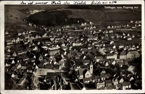 Ak Tailfingen Albstadt im Zollernalbkreis, Totalansicht der Ortschaft, Fliegeraufnahme