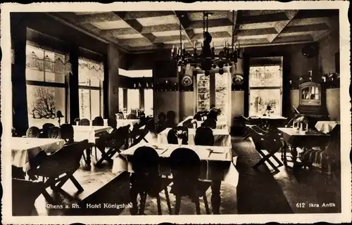 Ak Rhens am Rhein, Hotel Königstuhl, Innenansicht