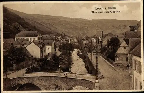 Ak Lorch im Rheingau Hessen, Teilansicht mit Blick zum Wispertal, Hotel zur Krone