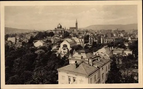 Judaika Ak Teplice Šanov Teplitz Schönau Region Aussig, Totalansicht mit Synagoge