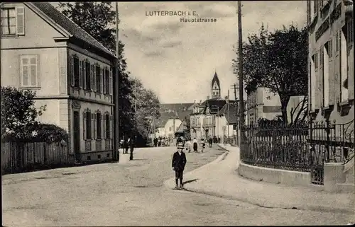 Ak Lutterbach Elsass Haut Rhin, Hauptstraße