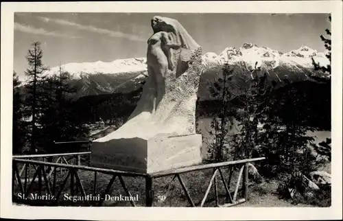 Ak Sankt Moritz Kanton Graubünden, Segantini Denkmal