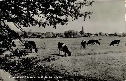 Ak Koudum Friesland Niederlande, Gezicht, Vanat de Stationsweg