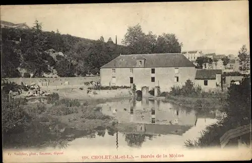 Ak Cholet Maine et Loire, Bords de la Moine