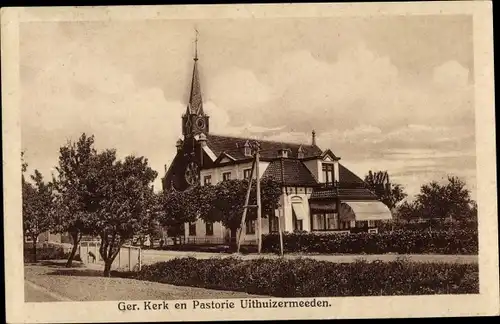 Ak Uithuizermeeden Groningen Niederlande, Ger Kerk en Pastorie