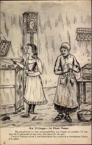 Künstler Ak Au Village, Les Vieux Temps