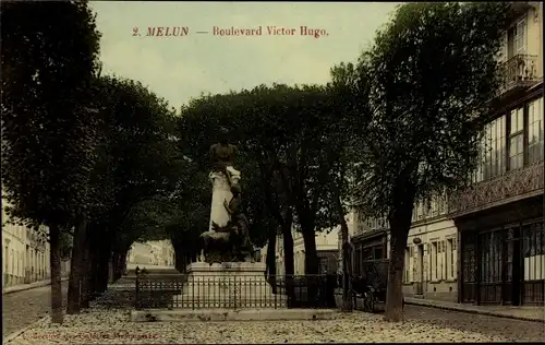 Ak Melun Seine et Marne, Boulevard Victor Hugo