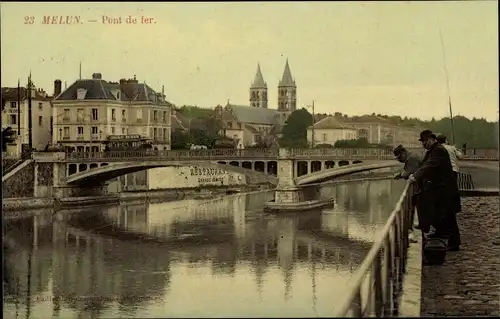 Ak Melun Seine et Marne, Pont de fer