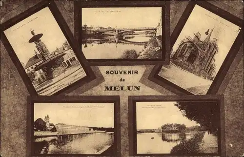 Ak Melun Seine et Marne, Monument, Pont, L'Eglise