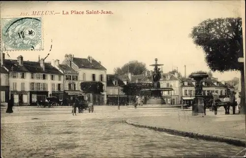 Ak Melun Seine et Marne, La Place Saint Jean