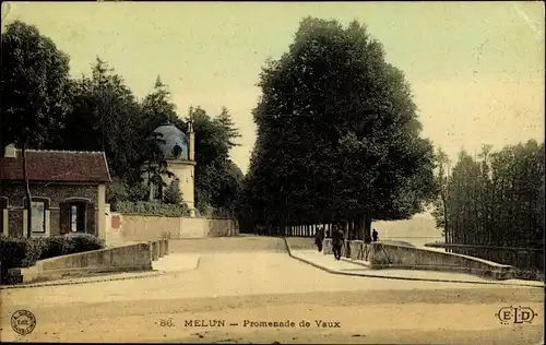 Ak Melun Seine et Marne, Promenade de Vaux