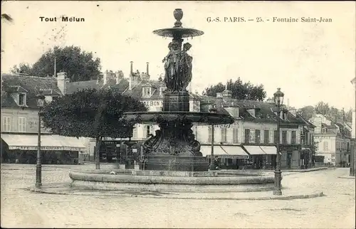 Ak Melun Seine et Marne, Fontaine Saint Jean