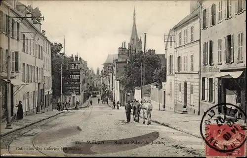 Ak Melun Seine et Marne, Rue du Palais de Justice