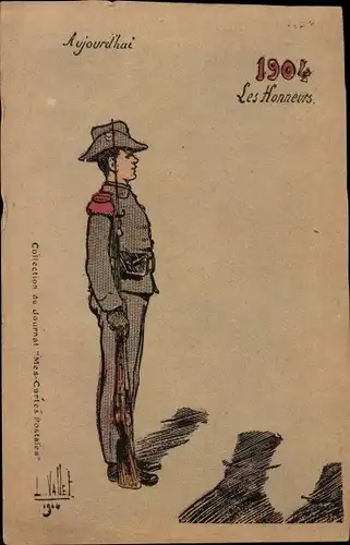 Künstler Ak Vallet, 1904 Les Honneurs, französischer Soldat