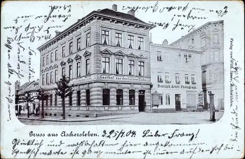 Ak Aschersleben im Salzlandkreis, Gasthof zur deutschen Eiche, Photograph Rudolph Arndt