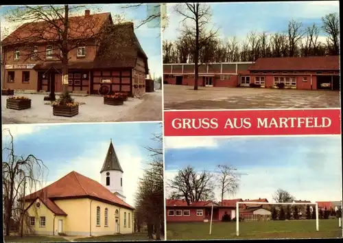 Ak Martfeld Niedersachsen, Kirche, Gasthaus, Sortplatz