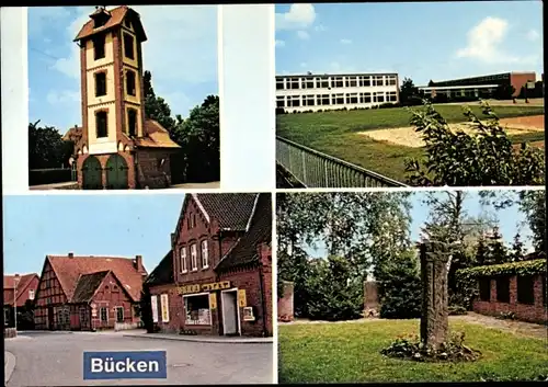 Ak Bücken in Niedersachsen, Kirche, Straßenpartie, Denkmal, Edeka