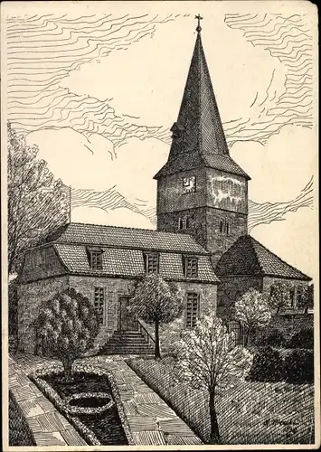 Künstler Ak Menchau, Herbert, Nägelstedt, Kirche St. Georgii