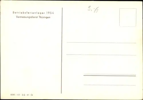 Ak Schönau vor dem Walde in Thüringen, Betriebsferienlager Vermessungsdienst Thüringen, 1954