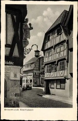 Ak Bensheim an der Bergstraße Hessen, Straßenpartie, Altes Fachwerk