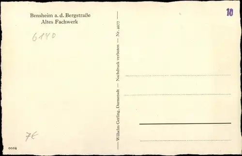 Ak Bensheim an der Bergstraße Hessen, Straßenpartie, Altes Fachwerk