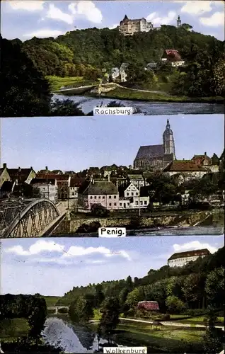 Ak Penig Mittelsachsen, Rochsburg, Wolkenburg, Stadt