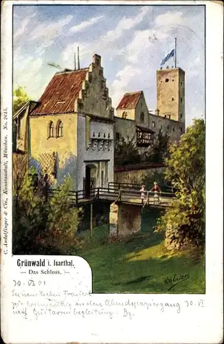 Künstker Ak Eilers, Grünwald bei München, Schloss