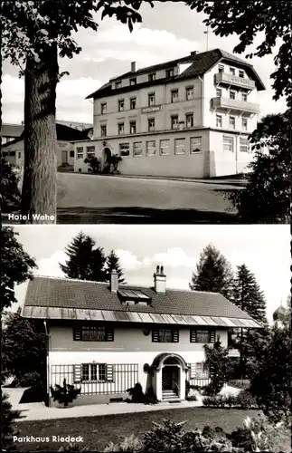 Ak Murnau am Staffelsee, Hotel Wehe, Parkhaus Riedeck