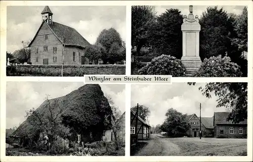 Ak Winzlar Rehburg Loccum in Niedersachsen, Haus, Kirche, Denkmal