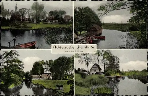 Ak Achterwehr Flemhude in Holstein, Wasseransichten, Hotel, Dorf