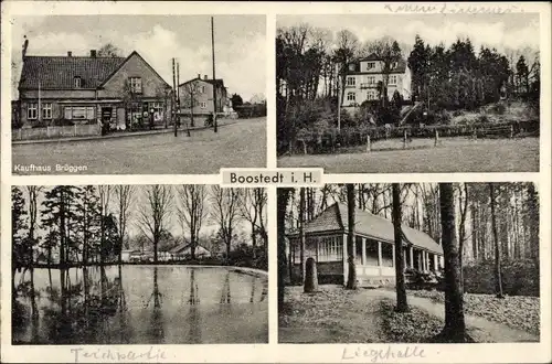 Ak Boostedt in Holstein, Kaufhaus Brüggen, Villa, Teilansichten