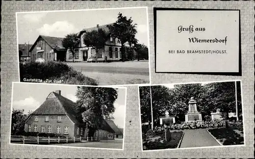 Ak Bad Bramstedt in Holstein, Gaststätte Zur Post, Kriegerdenkmal