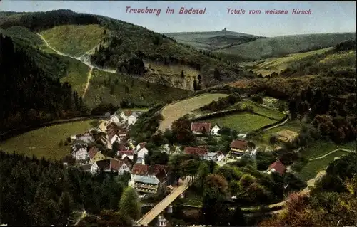 Ak Treseburg Thale im Harz, Panorama v. Weissen Hirsch gesehen