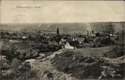 Ak Rothenburg an der Saale Wettin Löbejün, Gesamtansicht