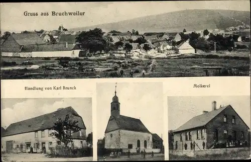 Ak Bruchweiler Rheinland Pfalz, Handlung Karl Brunck, Molkerei, Kirche