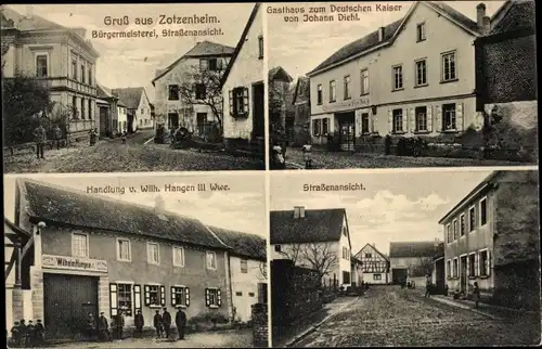 Ak Zotzenheim Rheinhessen, Gasthaus zum Deutschen Kaiser, Bürgermeisterei, Handlung W. Hangen III