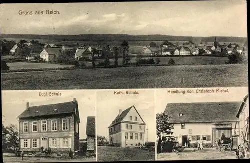 Ak Reich im Hunsrück, Evangelische und katholische Schule, Handlung, Totalansicht