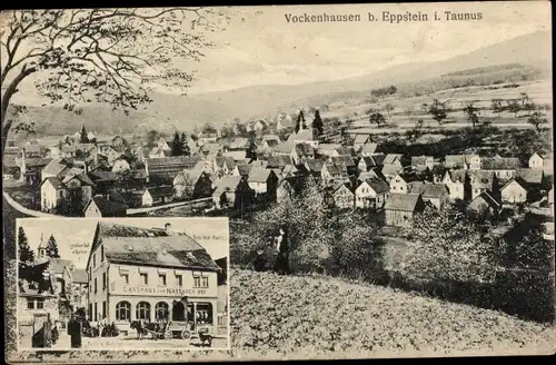 Ak Vockenhausen Eppstein im Taunus, Blick auf den Ort, Gasthaus zum Nassauer Hof